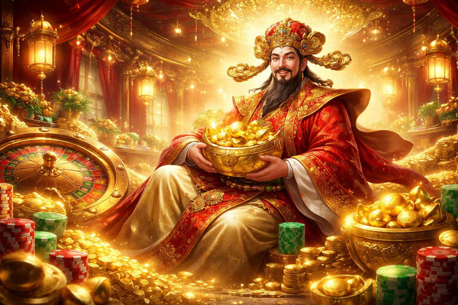 Hình ảnh chiến lược dagac3 nổ hũ đỉnh cao, với các biểu tượng may mắn và tiền vàng